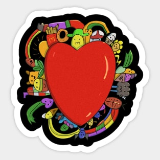 Doddle Red Heart Worm Potato Sticker